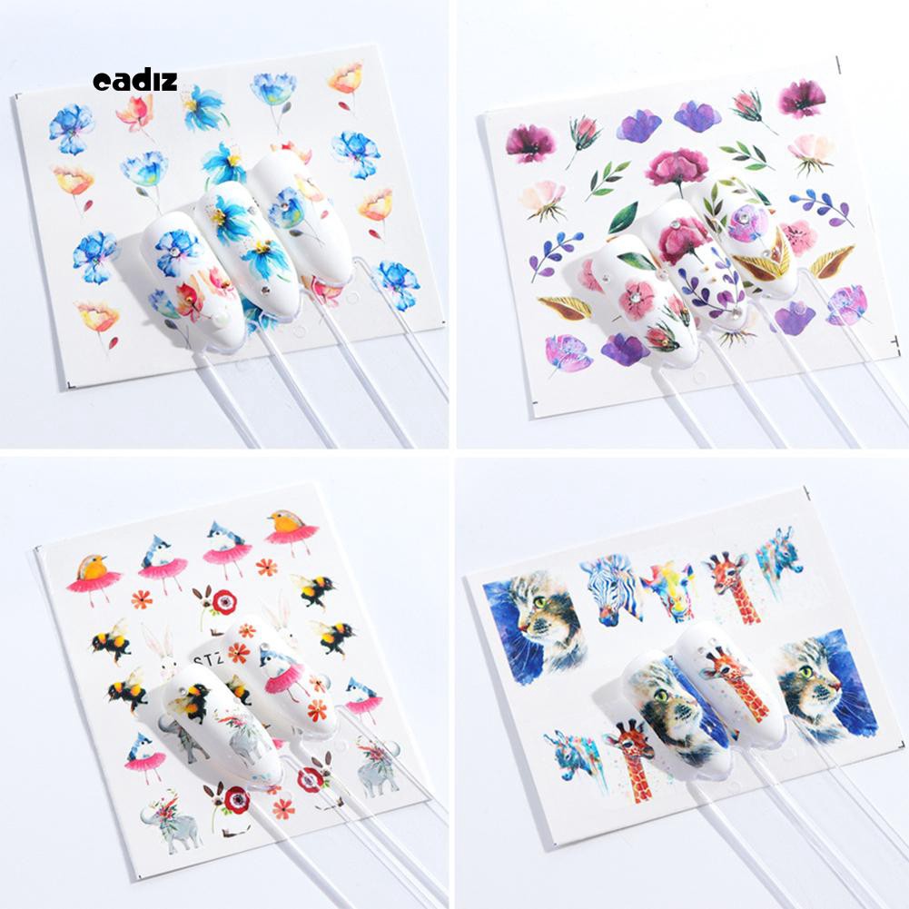 Set 15 nhãn dán nước họa tiết xinh xắn để dán móng nghệ thuật