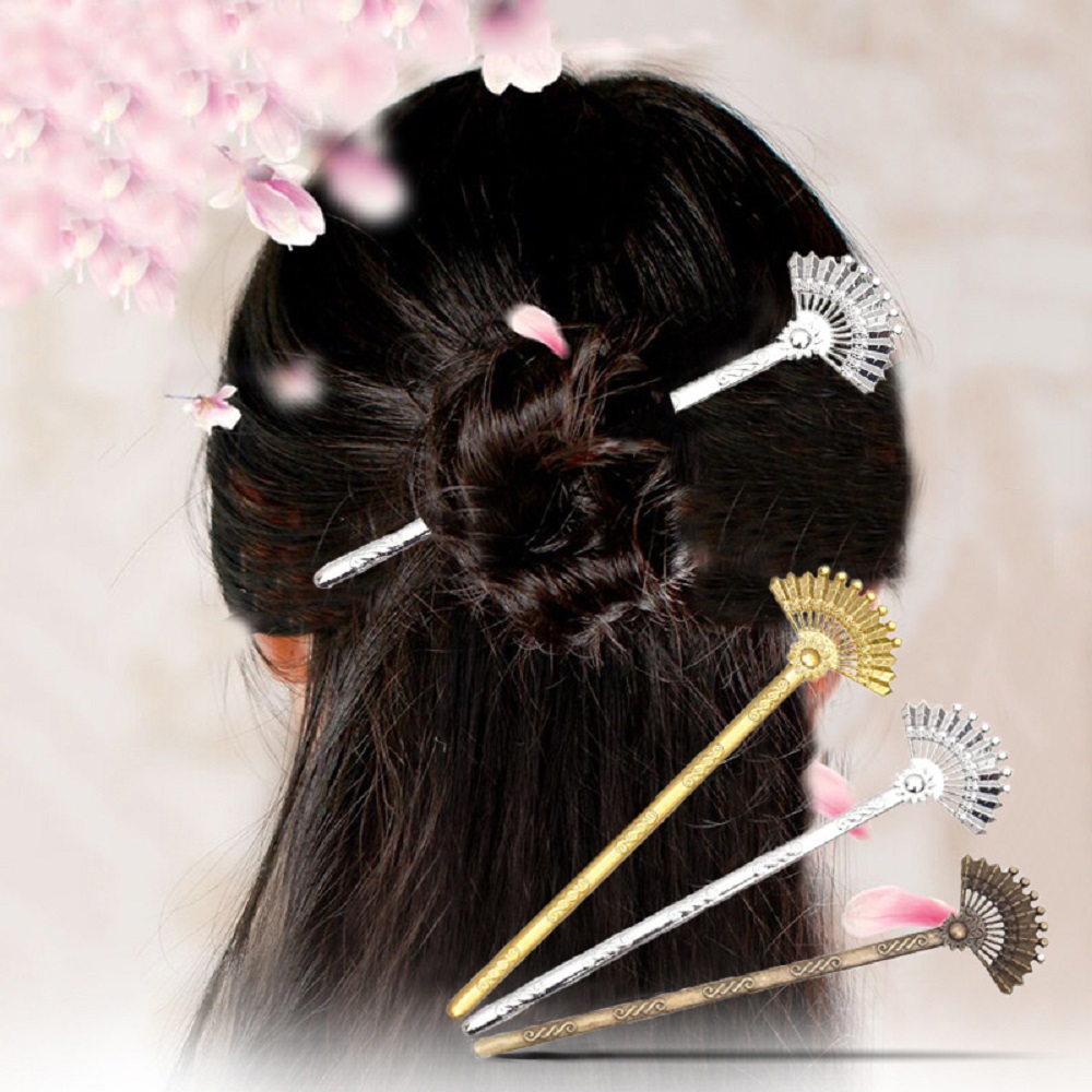Trâm Cài Tóc Kim Loại Hình Quạt Thời Trang Cho Nữ