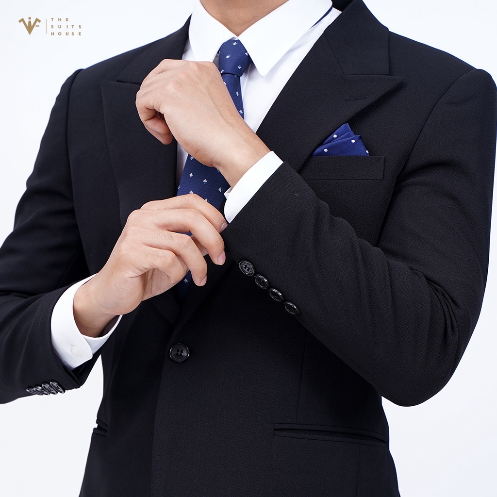 Bộ vest nam đen 1 khuy, suits sartorial, form ôm The Suits House