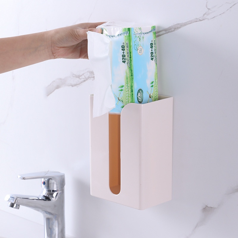 Hộp đựng giấy ăn ,giấy vệ sinh đa năng kèm miếng dán tường nhà bếp nhà tắm bàn làm việc