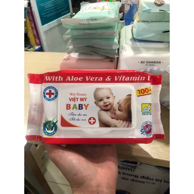 Khăn giấy ướt baby Việt Mỹ 100 tờ ( Chính hãng)- Tiện cho mẹ, tốt cho con/ Nhà thuốc Tô Hiệu