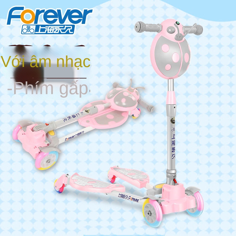 ◄❄✗Xe Scooter dành cho trẻ em vĩnh viễn Kéo xe kiểu chân ếch Riêng biệt Bé 2-8 tuổi Xe đạp 4 bánh Chân đôi có bàn đạp
