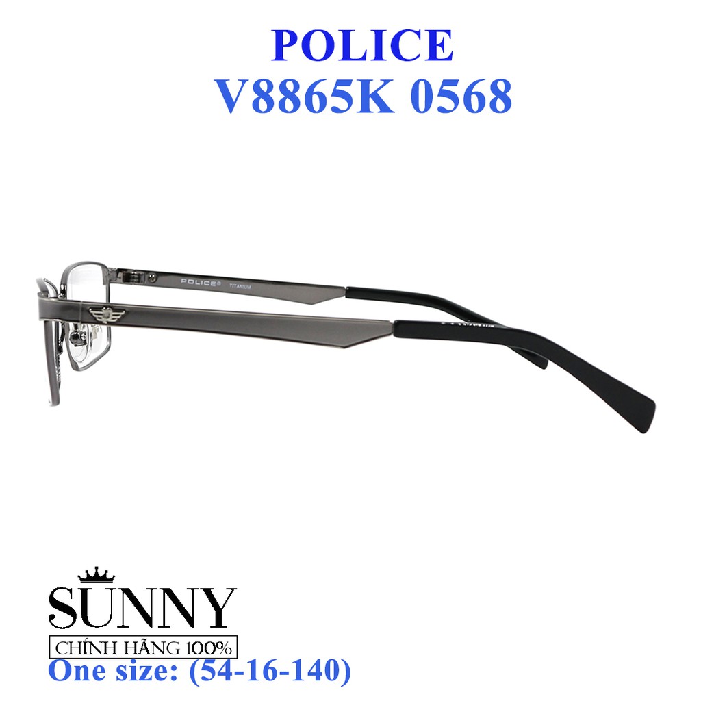 Gọng kính thời trang chính hãng Police V8865K 0568 (54-16-140), thiết kế dễ đeo bảo vệ mắt