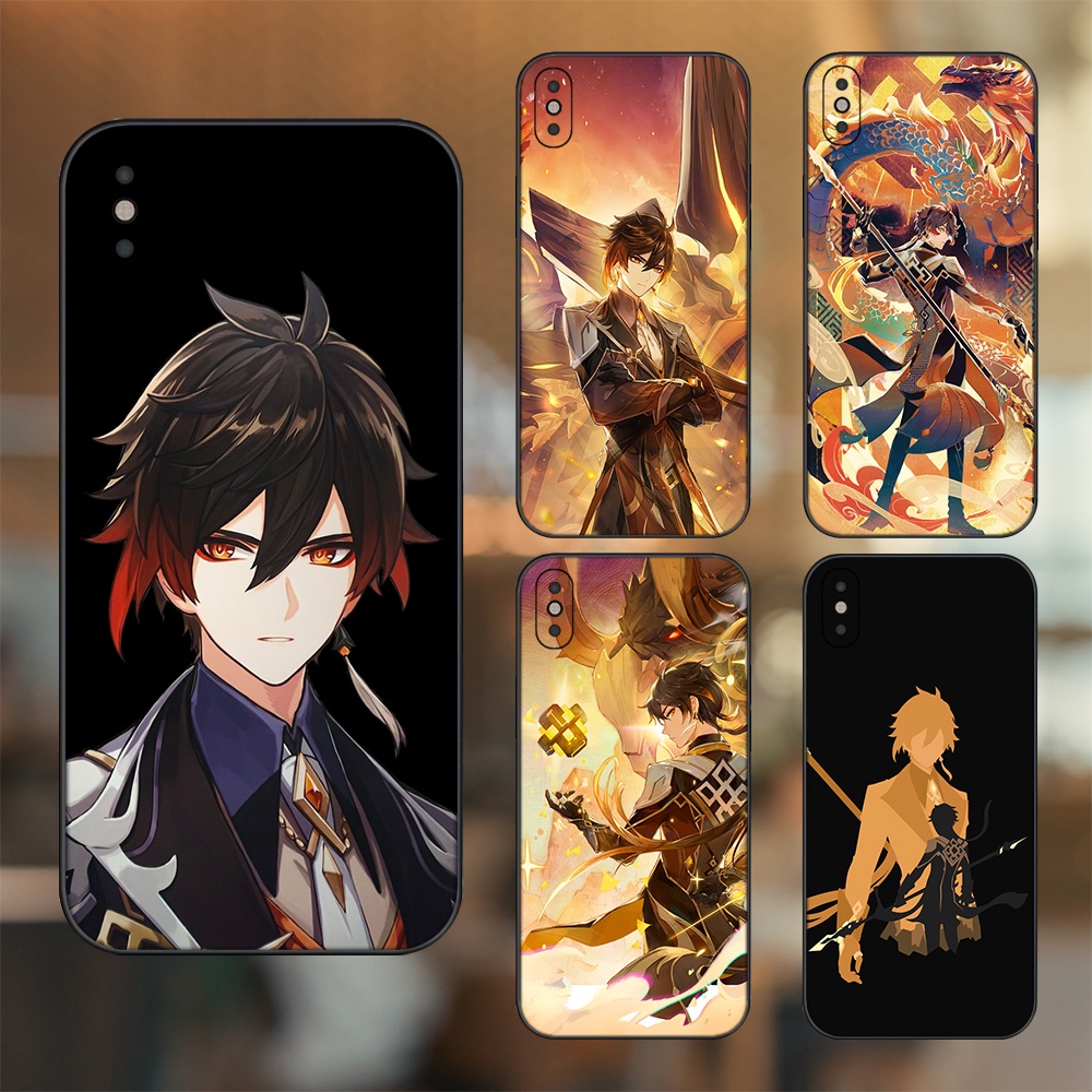 Ốp lưng iPhone Xs Max dẻo đen cạnh vuông in hình Zhongli Genshin Impact