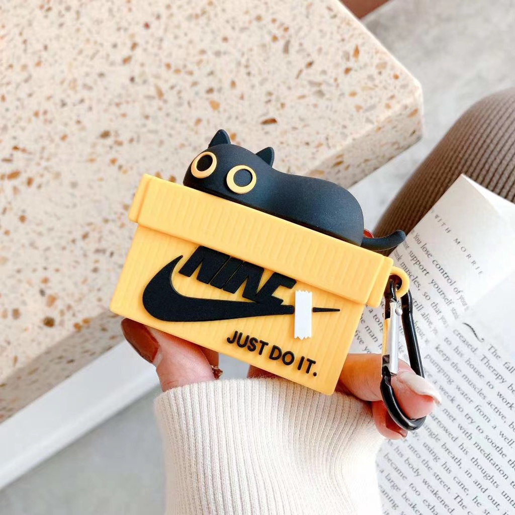 Vỏ bảo vệ hộp sạc tai nghe Airpods 1/2 Pro không dây chất liệu mềm hình chú mèo dễ thương