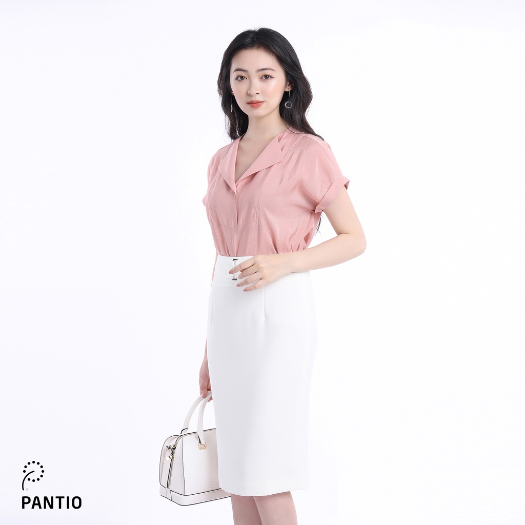 Áo sơ mi lụa cổ vest cách điệu FAS32638 - PANTIO