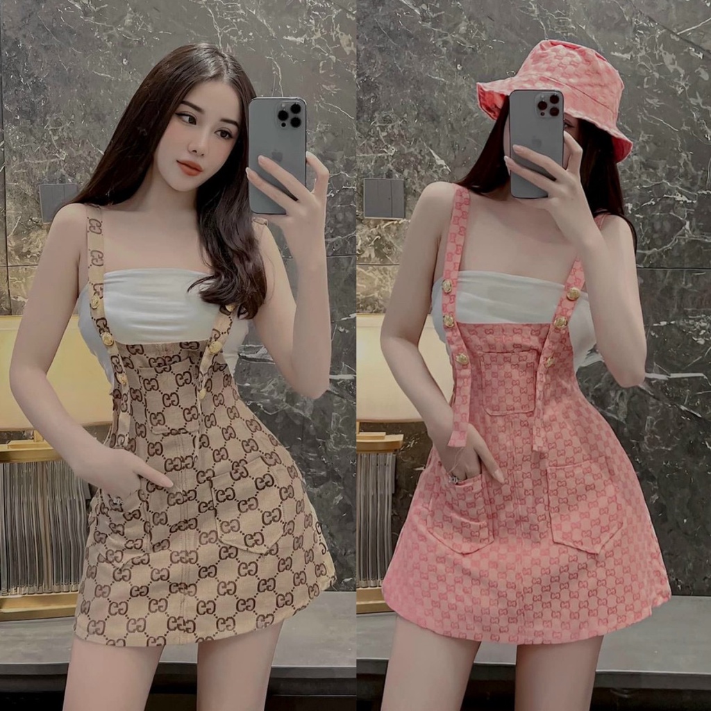 Set bộ đồ nữ yếm váy 2 dây phối áo bra trắng xinh xắn với các màu hot trend dành cho các tình yêu đi chơi, dạo phố