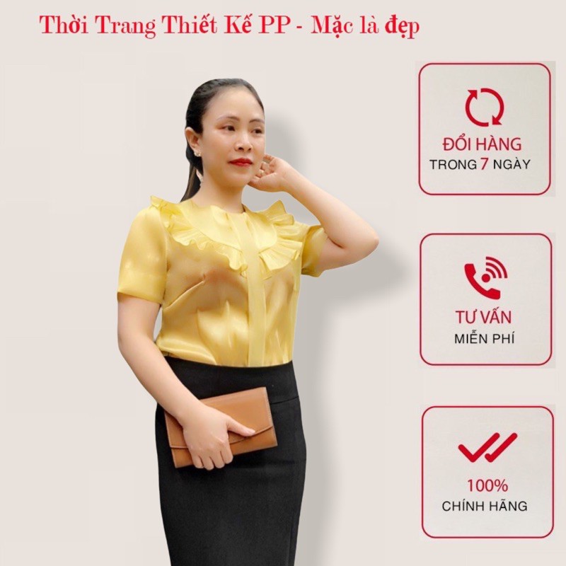 Áo sơ mi nữ trẻ trung chất liệu tơ tằm cao cấp - Hàng thiết kế chính hãng Thời Trang PP
