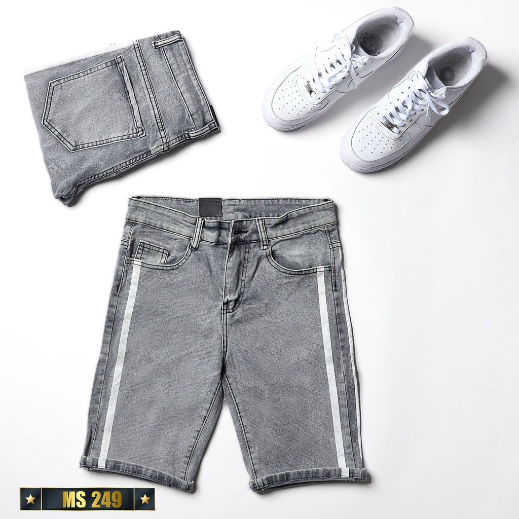 Quần ngố rin nam co giãn chất bò OBOKFASHION dễ phối đồ màu xám in cao cấp phong cách hàn quốc QJN249