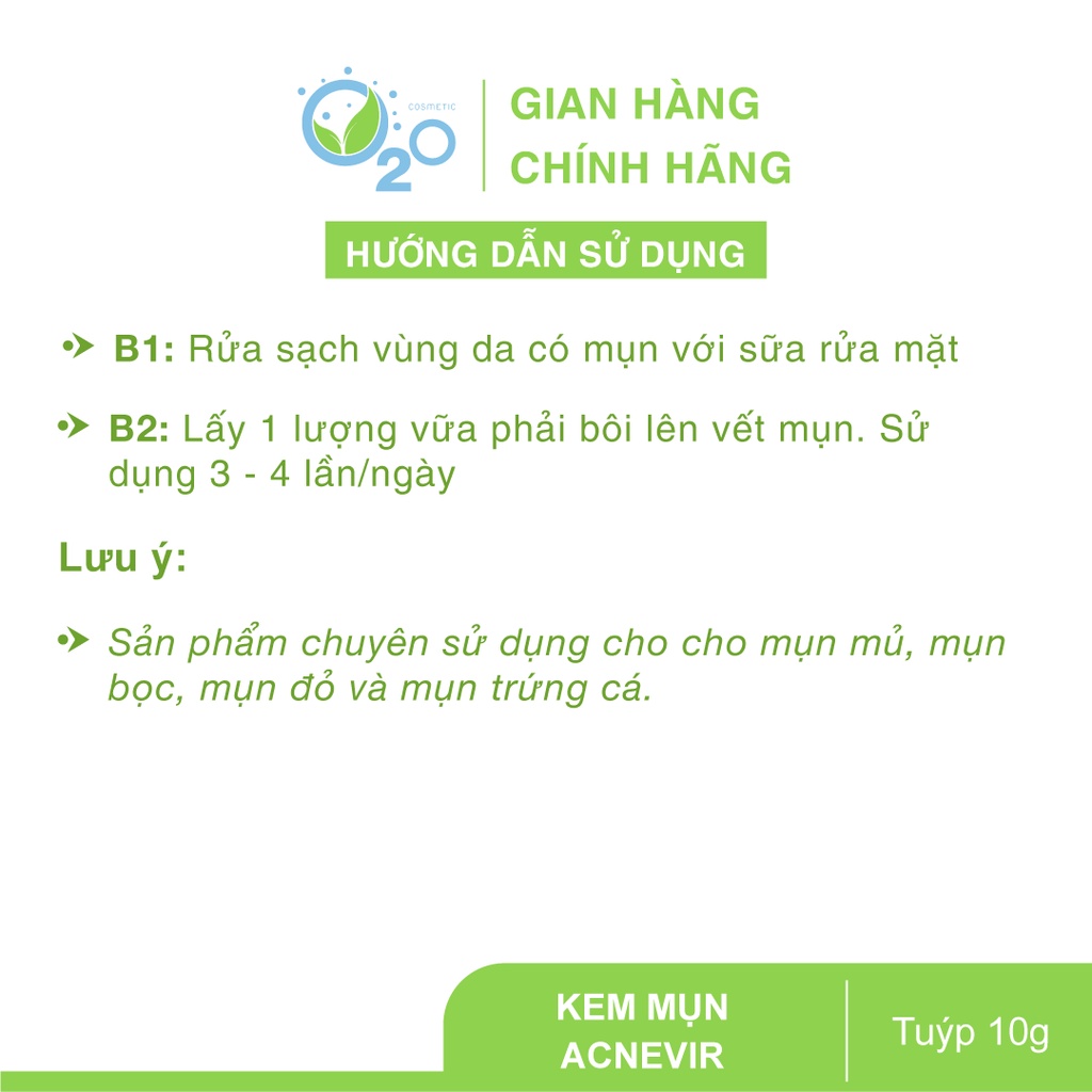 Kem giảm mụn mủ, mụn bọc, mụn đỏ và mụn trứng cá Acnevir Santafa (Xanh)