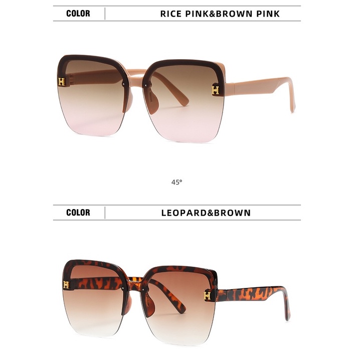 Kính Mát Gọng Vuông To Bằng Nhựa In LOGO H Sang Trọng 2022 Thời Trang Cho Nữ