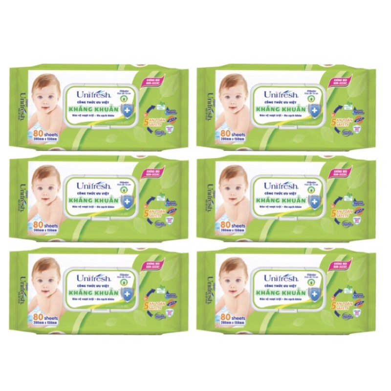 Combo 6 Khăn Ướt Unifresh Aloevera 80M
