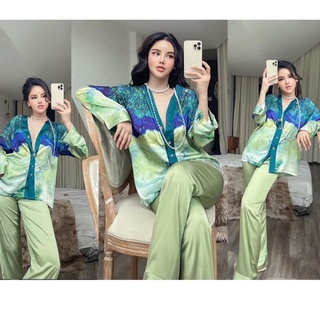 Bộ Lụa Mặc Nhà Pijama Nữ Lụa Cao Cấp Mát Mềm Mịn ELSA PIJAMA