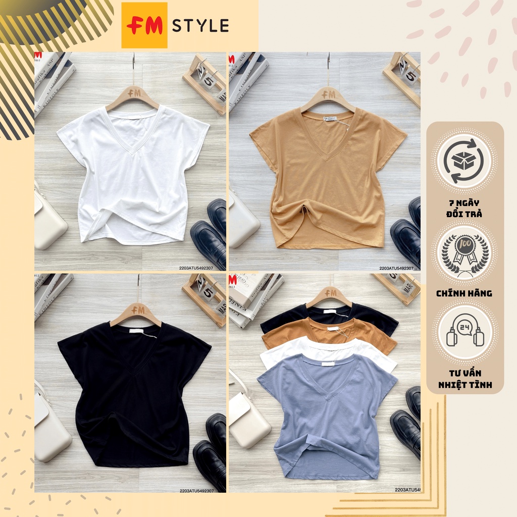 Áo thun nữ form rộng tay lỡ cổ tim fmstyle, áo sát nách nữ form rộng các tính | Fmstyle Shop 2203231