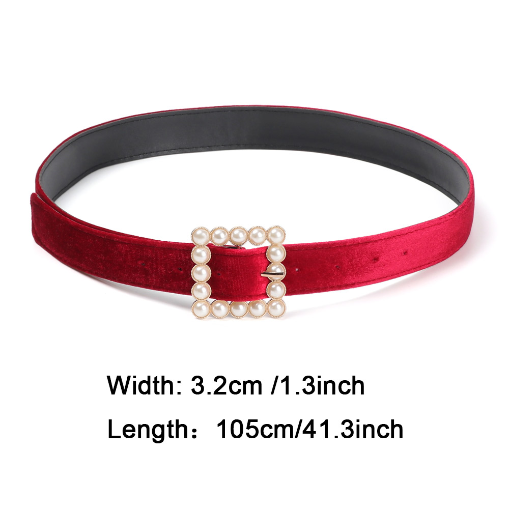 Thắt Lưng Vải Nhung Đính Hạt Ngọc Trai Nhiều Màu Sắc Phong Cách Thanh Lịch Thời Trang