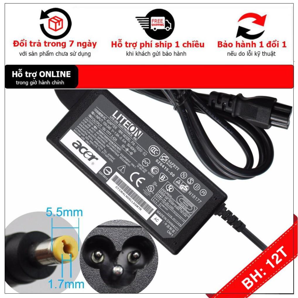 🎁 Sạc Laptop Acer 19V - 3.42A Zin Chân vàng - Adapter kèm dây nguồn - NEW