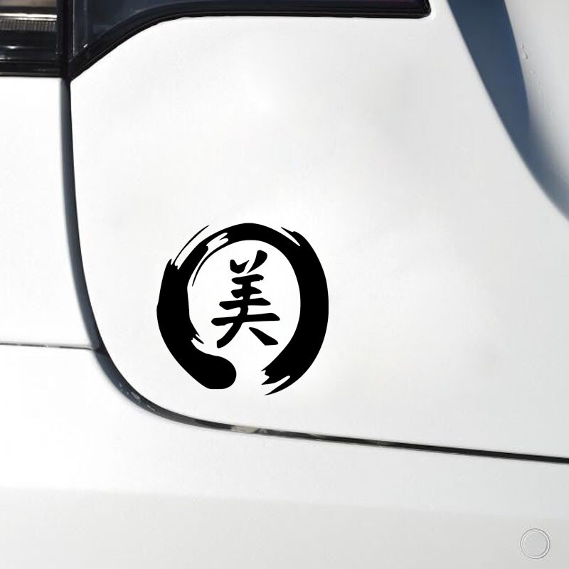 Đề can vinyl chữ Kanji phong cách Trung Hoa dán trang trí cửa sổ xe hơi kích cỡ 13x13cm