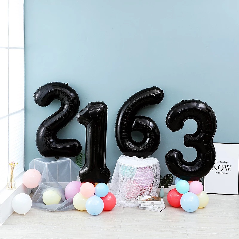 Bong Bóng Khí Heli Kỹ Thuật Số Màu Đen 32 Inch Dùng Trang Trí Tiệc Sinh Nhật / Tiệc Kỷ Niệm