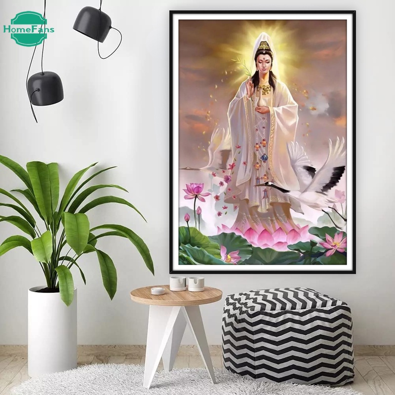 Bộ Tranh Đính Đá 5D Tự Làm Hình Tượng Phật 5D 50x70cm Trang Trí Nhà Cửa