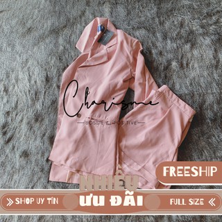 🌟 Bộ Vest Nữ Cao Cấp Charisme Màu Hồng Pastel - Vest Blazer 2 lớp - Hàng thiết kế 🌟