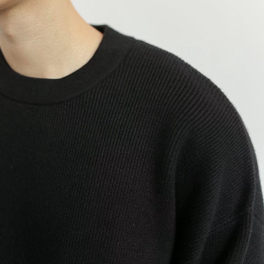Áo Sweater Chui Đầu Dáng Rộng Tay Dài Màu Trơn Kiểu Hàn Quốc Thời Trang Cho Nam