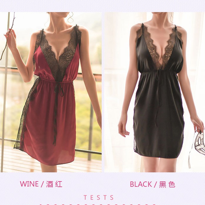 Váy ngủ sexy hai dây satin lụa 🔥FREESHIP 50K🔥 đồ ngủ lụa xẻ lai phối ren đen sexy rẻ đẹp | BigBuy360 - bigbuy360.vn