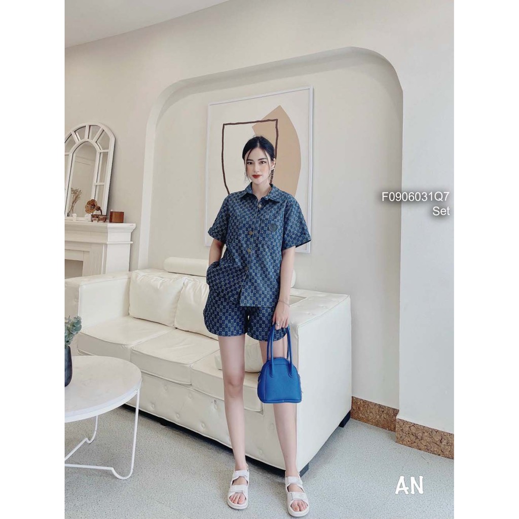 Set bộ jean áo sơ mi tay con phối quần short!
