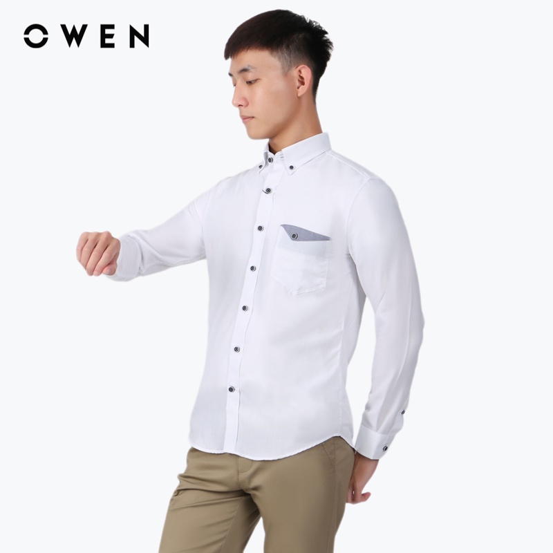 Áo sơ mi dài tay Nam Owen Bamboo Regular Fit Trắng - AR220134DT
