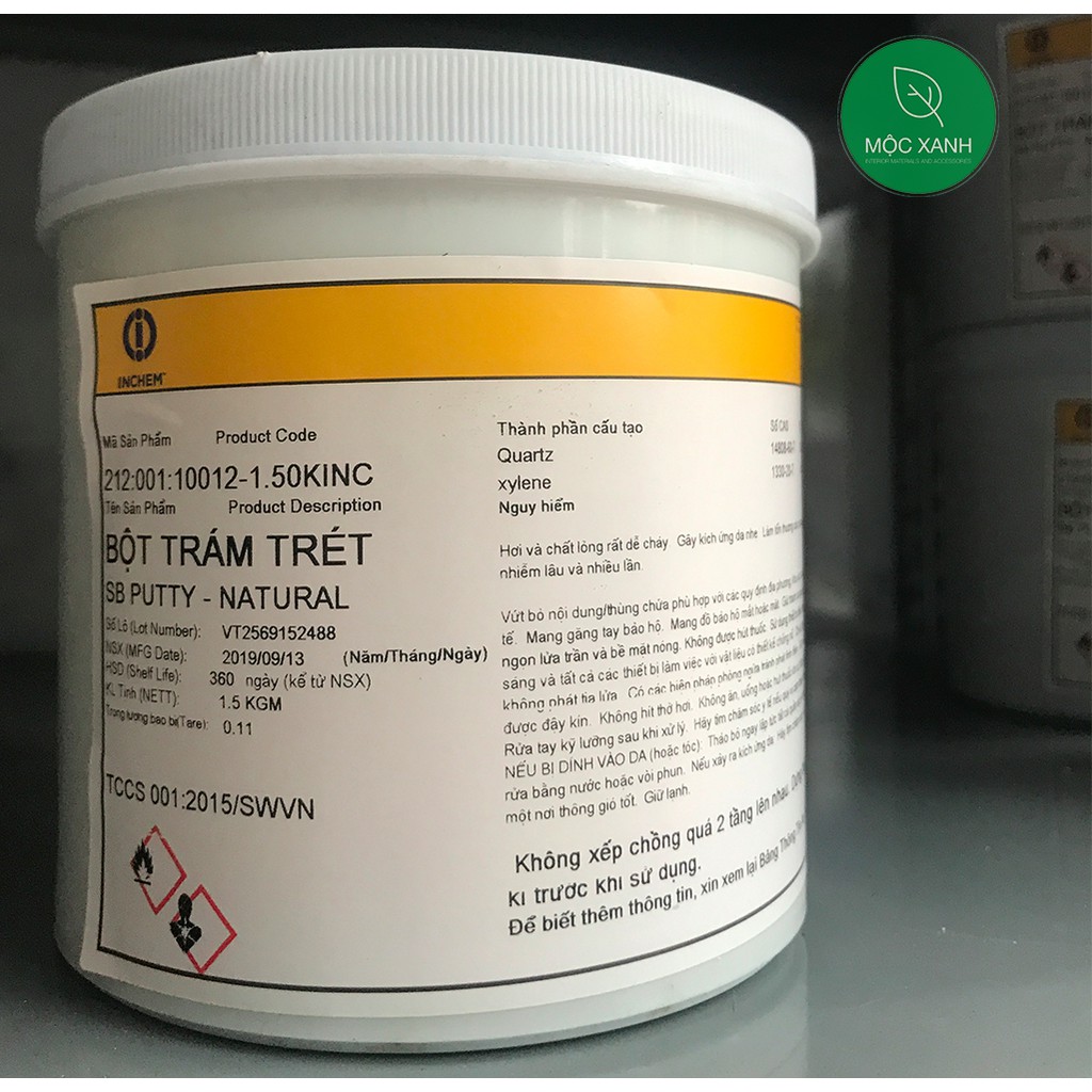 Bột trám trét, bột trét gỗ Sơn Inchem (Hộp 1,5kg)