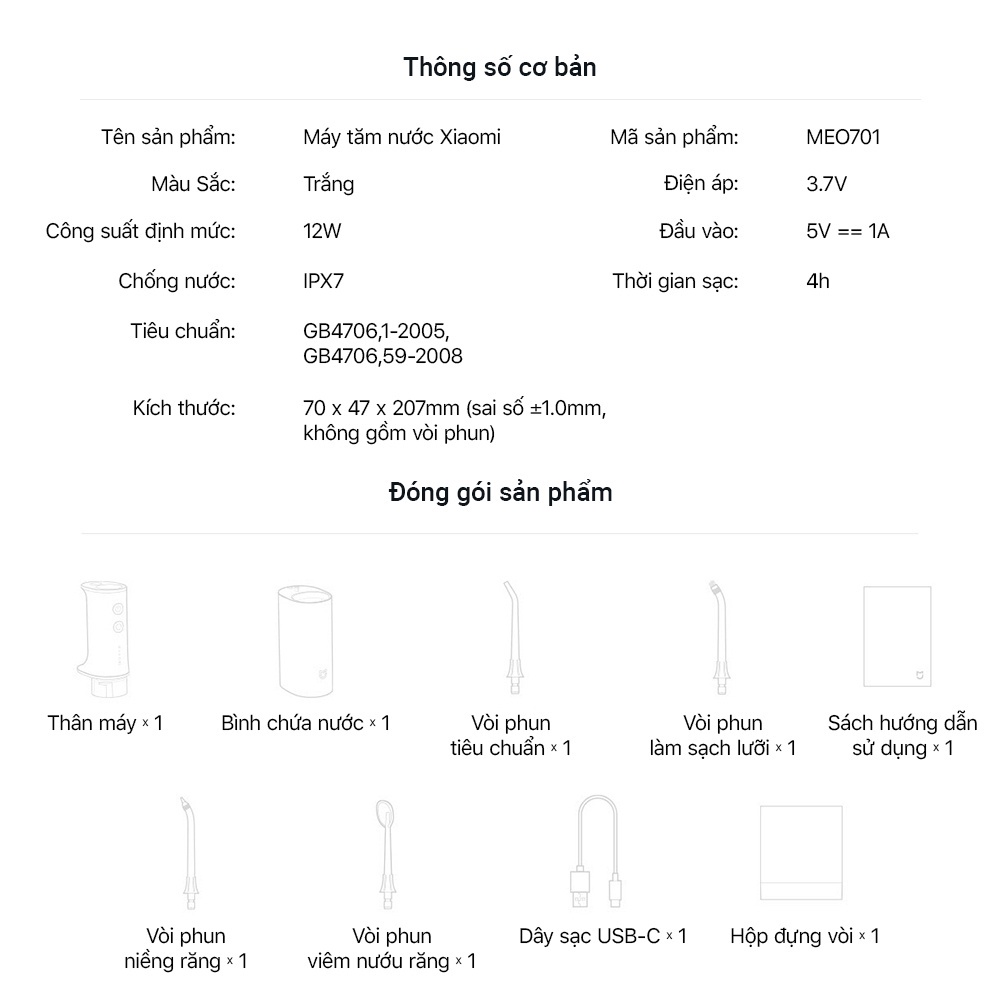 Máy Tăm nước Xiaomi Mijia Tăm nước Xiaomi Flosser MIJIA MEO701 Electric chính hãng