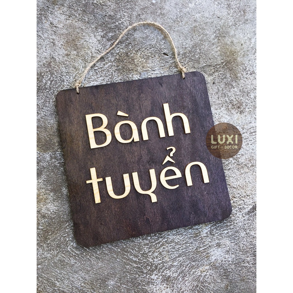 Bảng gỗ dán chữ nổi Thông báo/Tên shop LUXI decor