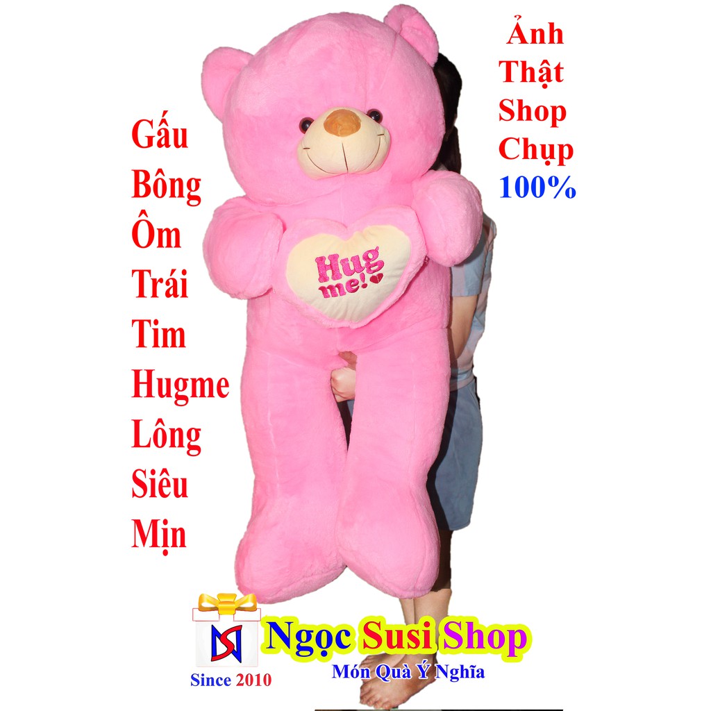 [GIÁ SẬP SÀN]Thú Nhồi Bông Gấu Bông Teddy Ôm Tim HUGME Size Lớn Khổ Vải 1m1 [ẢNH THẬT 100%]