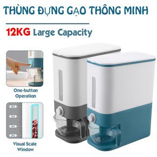 ✹THÙNG NHỰA ĐỰNG GẠO CHỮ NHẬT LOẠI 12KG CÔNG NGHẸ HÀN QUỐC LẤY THÔNG MINH DỄ DÀNG VỚI 1 NÚT ẤN