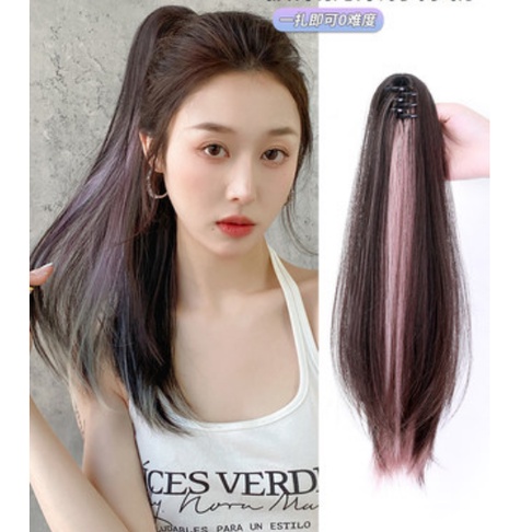 Tóc Giả Đuôi Ngựa Thẳng Nhuộm Màu Nhuộm Gradient Có Kẹp Tóc Đuôi Ngựa Thời Trang Cho Nữ