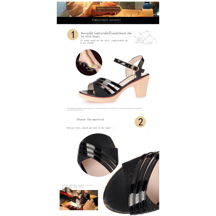 Xăng đan Cao Gót Đế Dày Thời Trang Mùa Hè Dành Cho Phụ Nữ Trung Niên size 42 2022