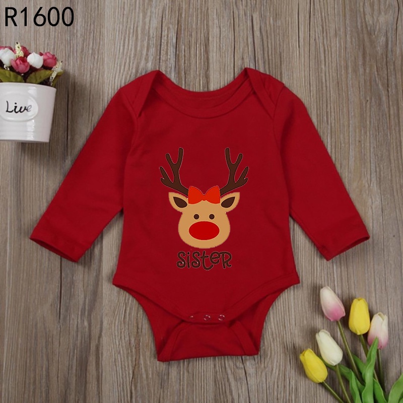 Bộ Áo Liền Quần Tay Dài Chất cotton In Họa Tiết Giáng Sinh Dễ Thương Thời Trang Cho Bé Trai Và Gái