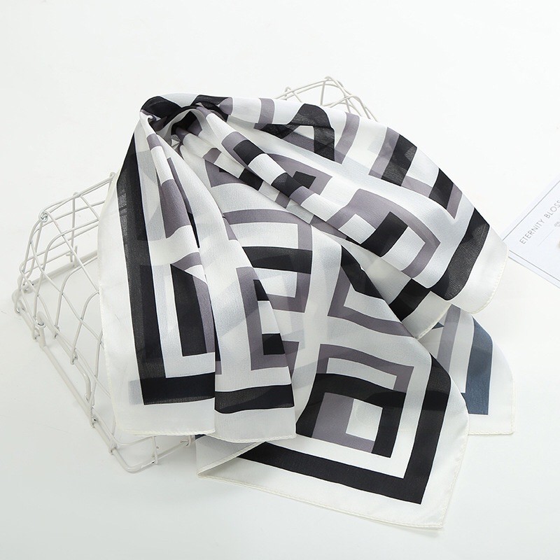 Khăn turban lụa mini size 58x58cm in hình chữ cái - Maben