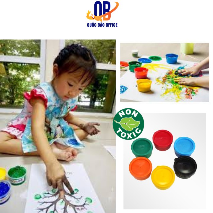 Màu nước - Màu vẽ bằng tay Finger Paint cho bé yêu sáng tạo - 1 sét 6 màu