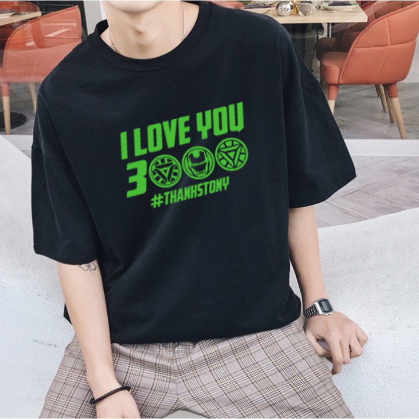 Áo thun unisex tay lỡ dáng rộng I Love You 3000 nam nữ oversize tee phông rộng đơn giản streetwear