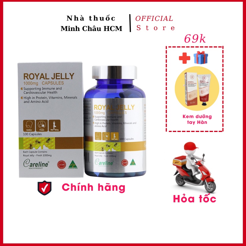 Sữa ong chúa tươi royal jelly Úc hộp 60v Careline - Nhà thuốc Minh Châu HCM