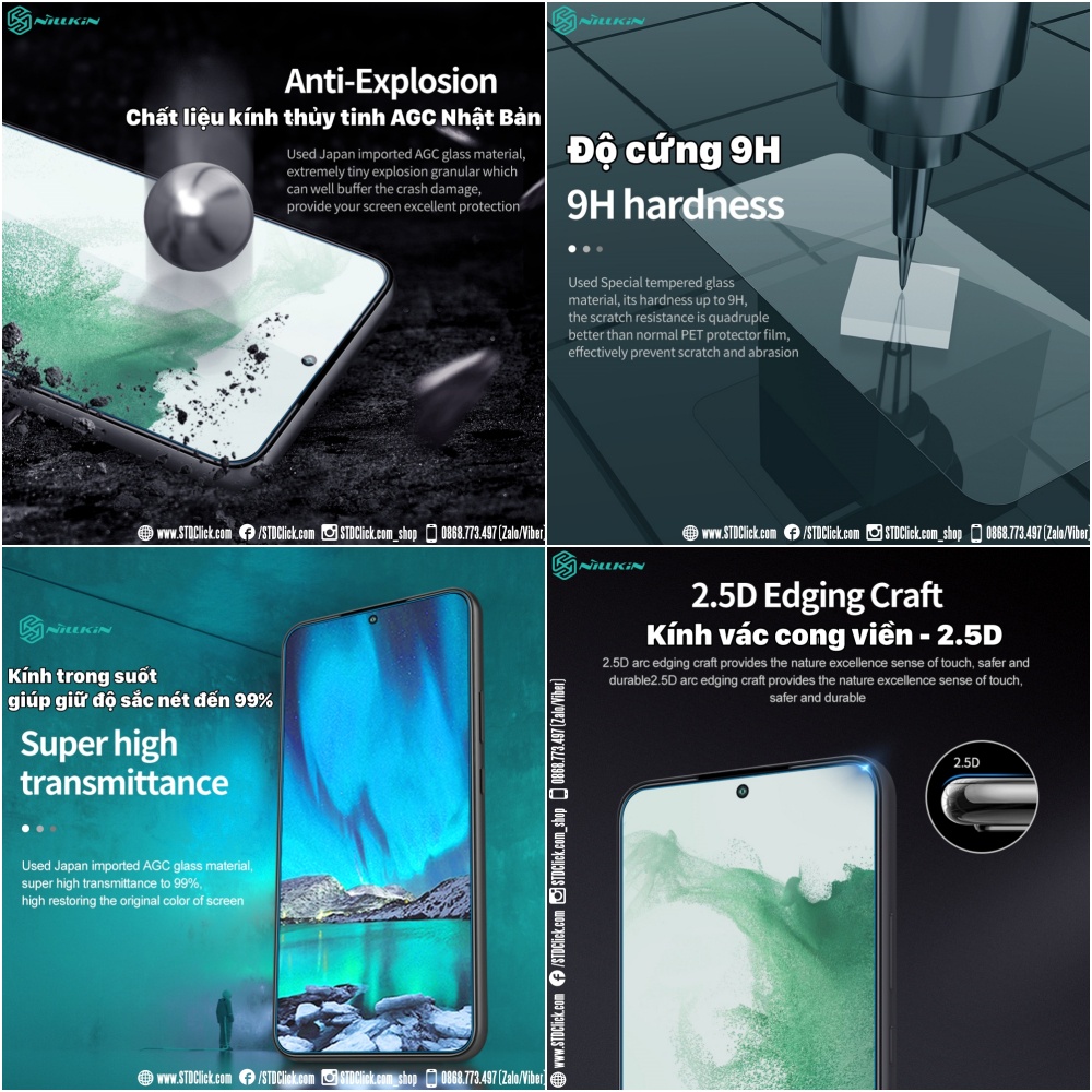 KÍNH CƯỜNG LỰC SAMSUNG S22 PLUS 5G NILLKIN H+PRO CHÍNH HÃNG