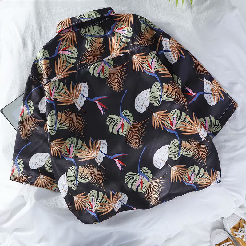 Fashion Leaf Pattern Men's Short Sleeve Shirt