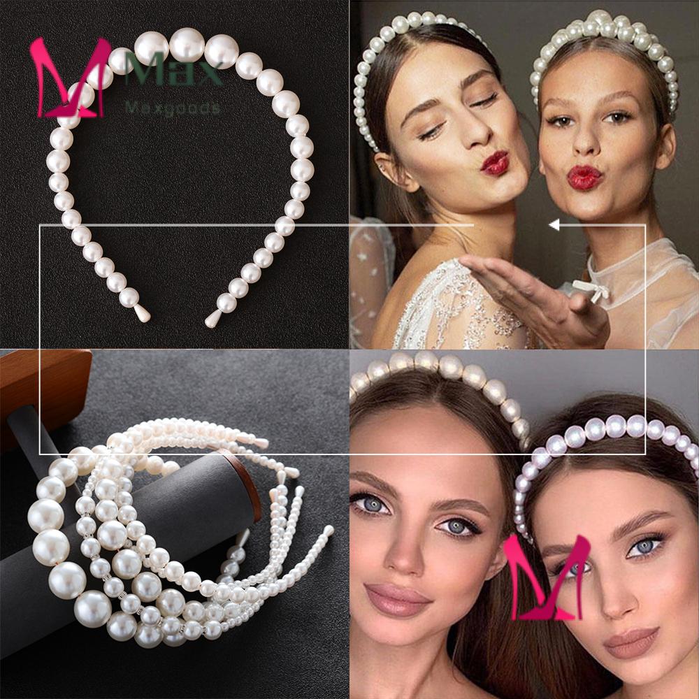 Băng Đô Cài Tóc Đính Ngọc Trai Lớn Sang Trọng Thời Trang Cho Cô Dâu