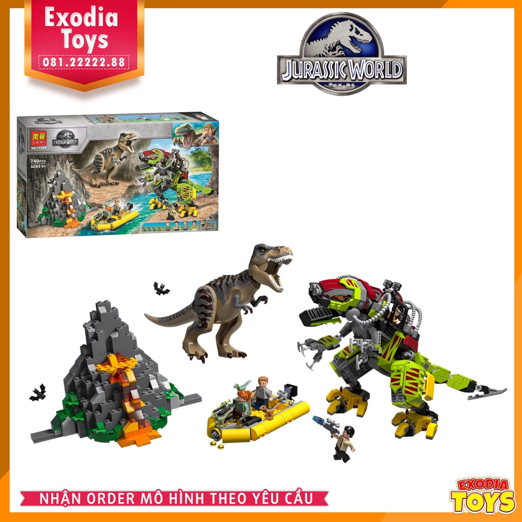 Xếp hình Jurassic Park Khủng Long Máy đại chiến T. Rex - Đồ Chơi Lắp Ghép Sáng Tạo - BELA 11337 LEGO Ideas 75938
