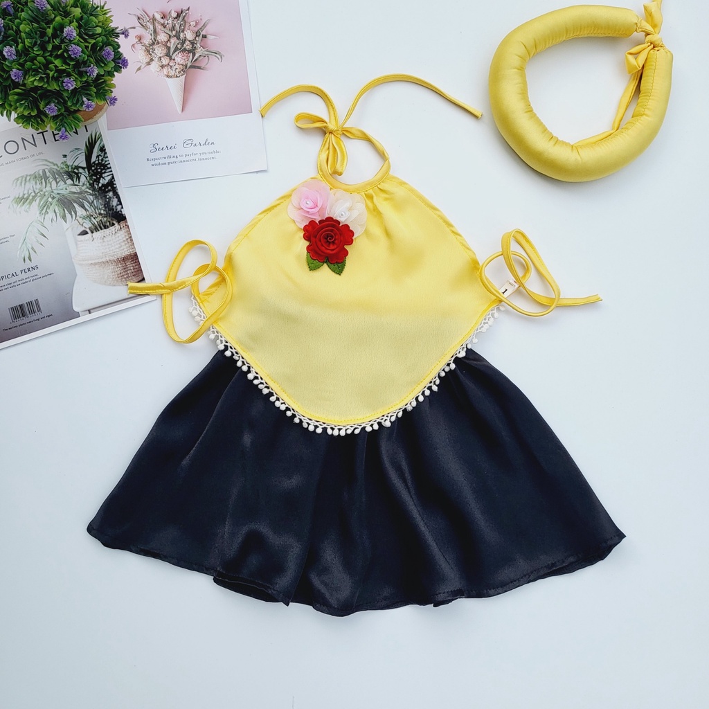 Set yếm đào cô Tấm cho bé gái 3-25kg, chất vải lụa mềm mại, có mấn
