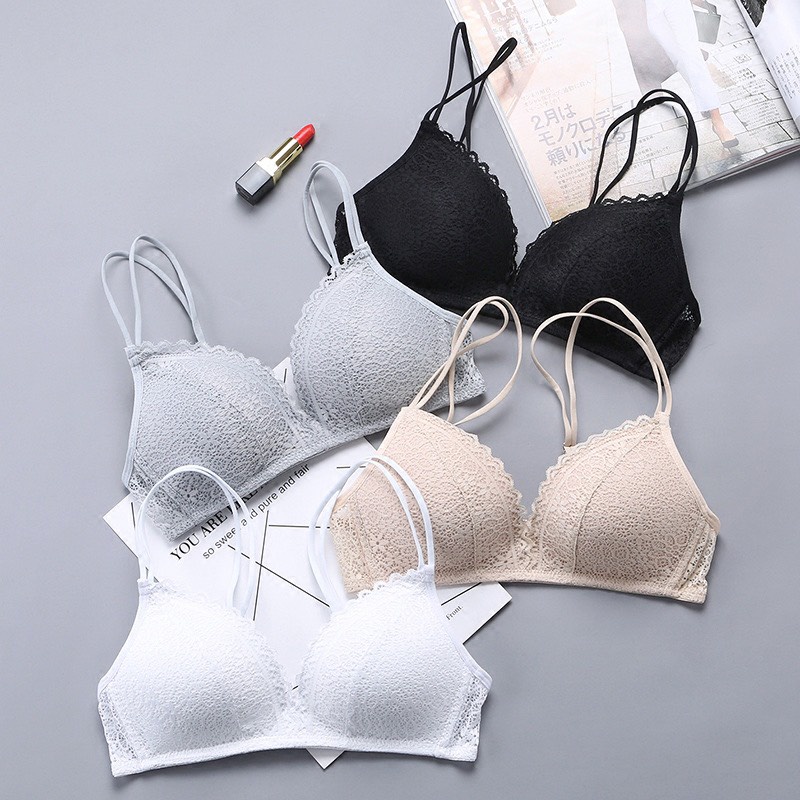 ÁO LÓT NỮ ĐÚC REN ĐỆM MỎNG KHÔNG GỌNG DÂY KÉP SEXY