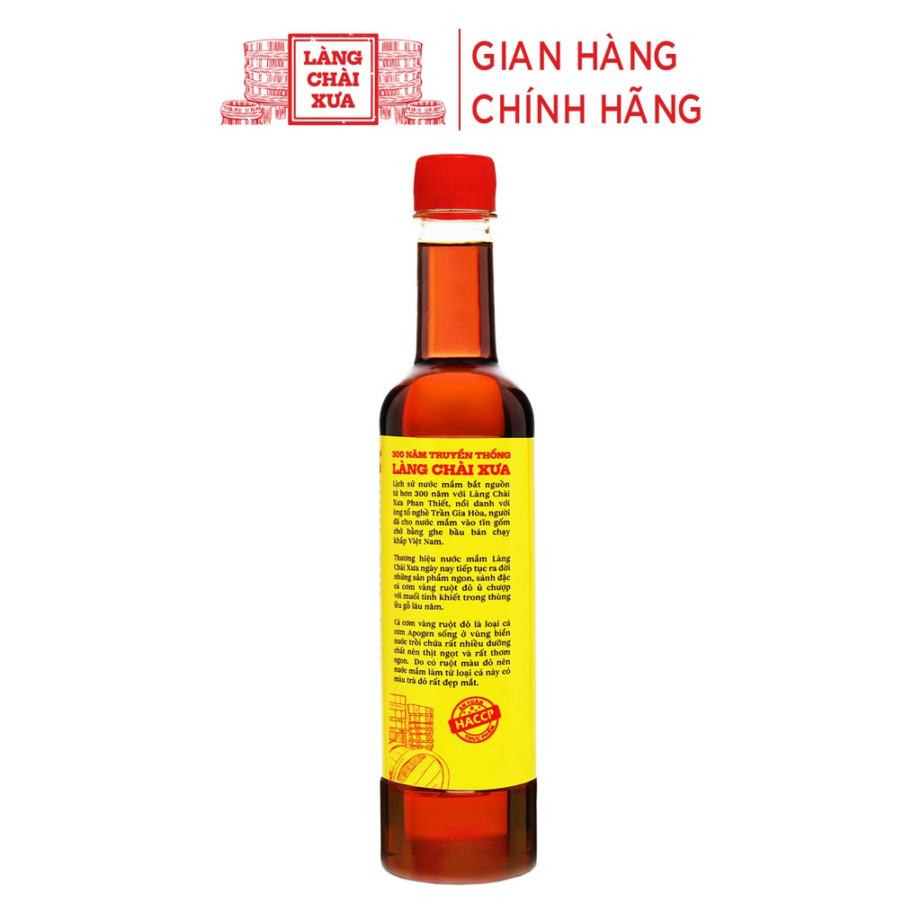 Nước mắm nhỉ cá cơm vàng ruột đỏ Làng Chài Xưa 525ml/chai cá ngon vùng nước trồi 300 năm truyền thống