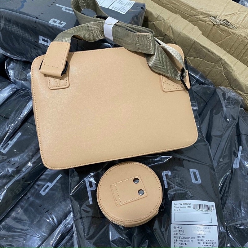 Set túi đeo chéo Nam Pedro kèm ví tròn hàng đẹp căng đét chuẩn Au size 25