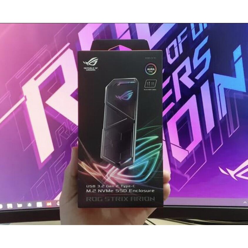 Box - Hộp đựng ổ cứng SSD ASUS ROG STRIX ARION ESD-S1C, LED RGB đồng bộ Aura Sync, Hàng chính hãng