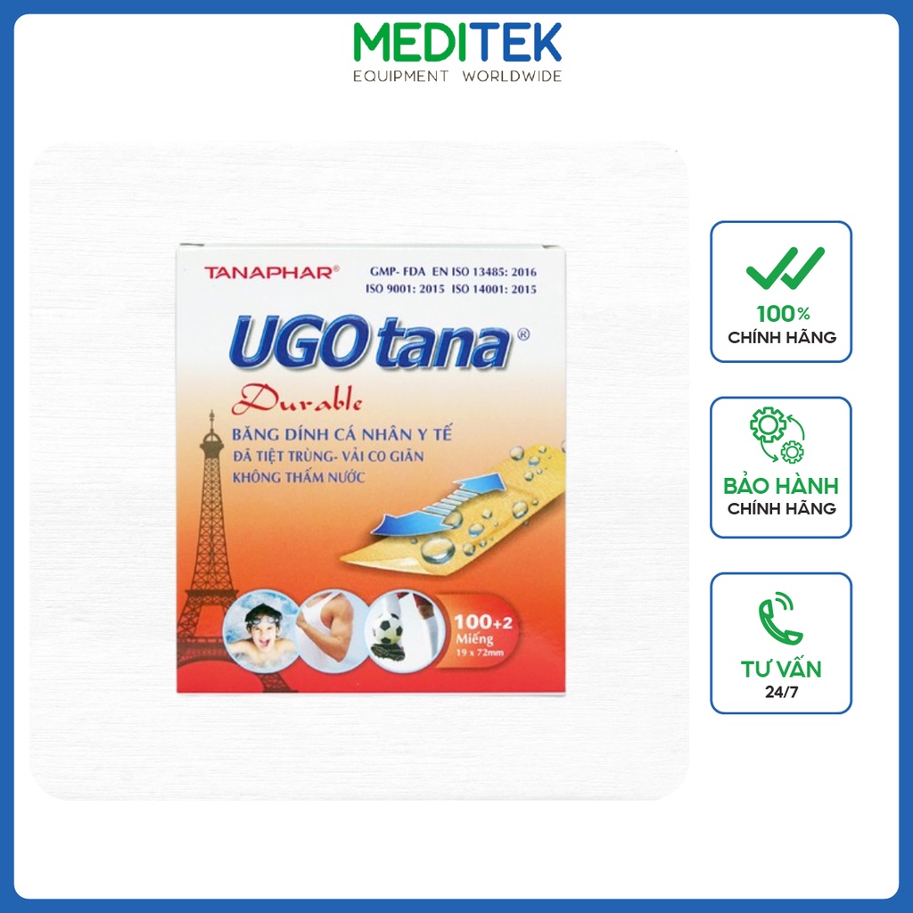 [CHÍNH HÃNG] Băng dính Việt Nam Urgotana ngón tay (1 hộp/102 miếng), tiệt trùng không thấm nước, độ dính cao, bảo vệ da